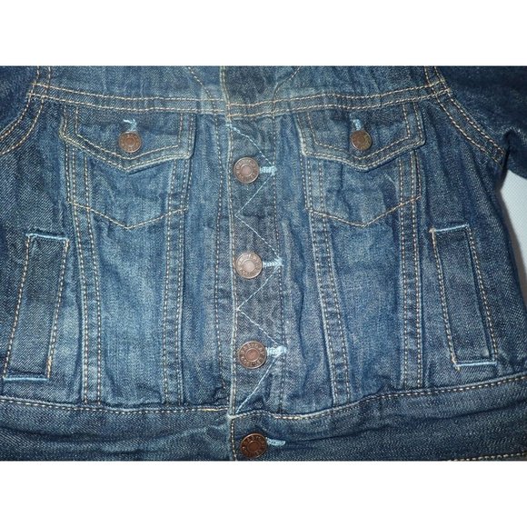 Baby Gap Denim Jacket Unisex Snap Lined Blue Denim‎ Trucker Jacket 6-12 Months - Picture 3 of 5